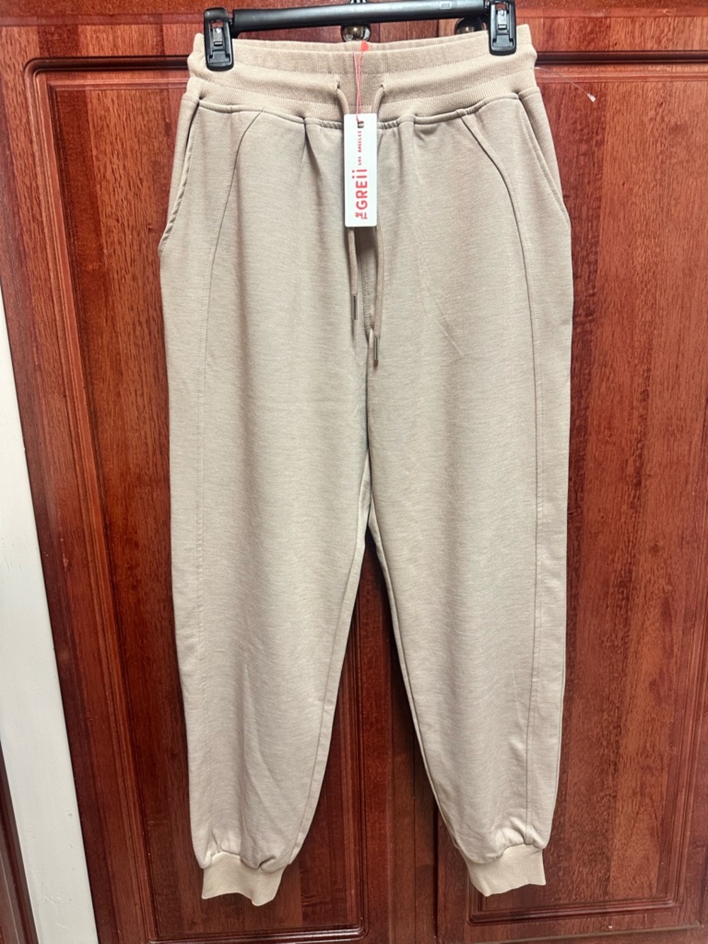 Women's Beige Jogger Pants – Casual Drawstring Track Joggers
